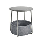 Ronde bijzettafel - Met stoffen mand - Metalen frame - Blauw
