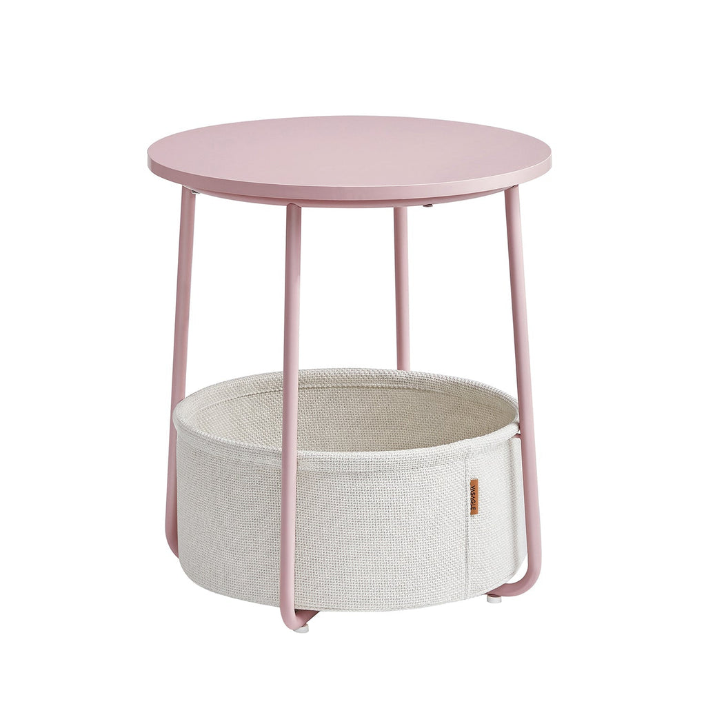 Ronde bijzettafel - Met stoffen mand - Metalen frame - Blauw