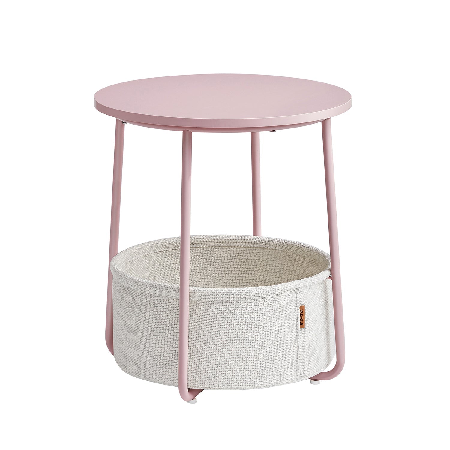 Ronde bijzettafel - Met stoffen mand - Metalen frame - Blauw