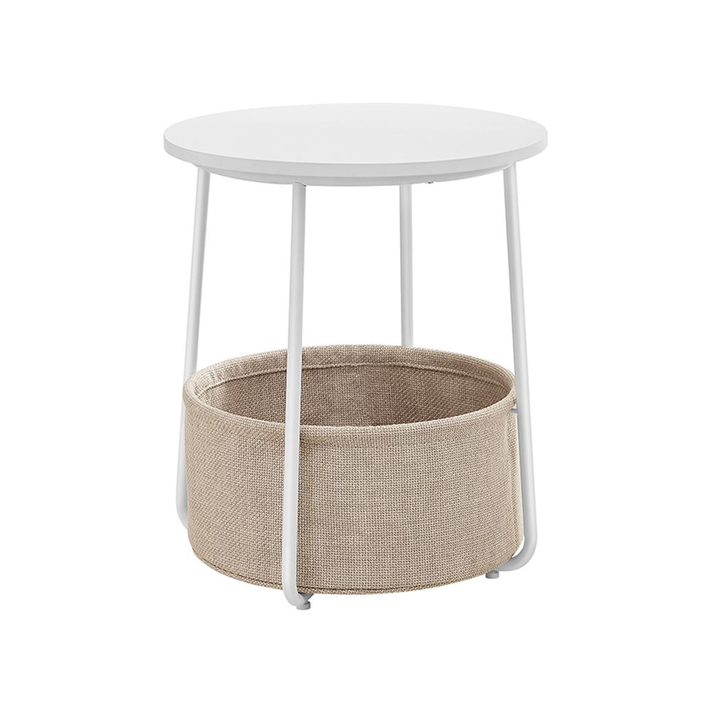 Ronde bijzettafel - Met stoffen mand - Metalen frame - Blauw
