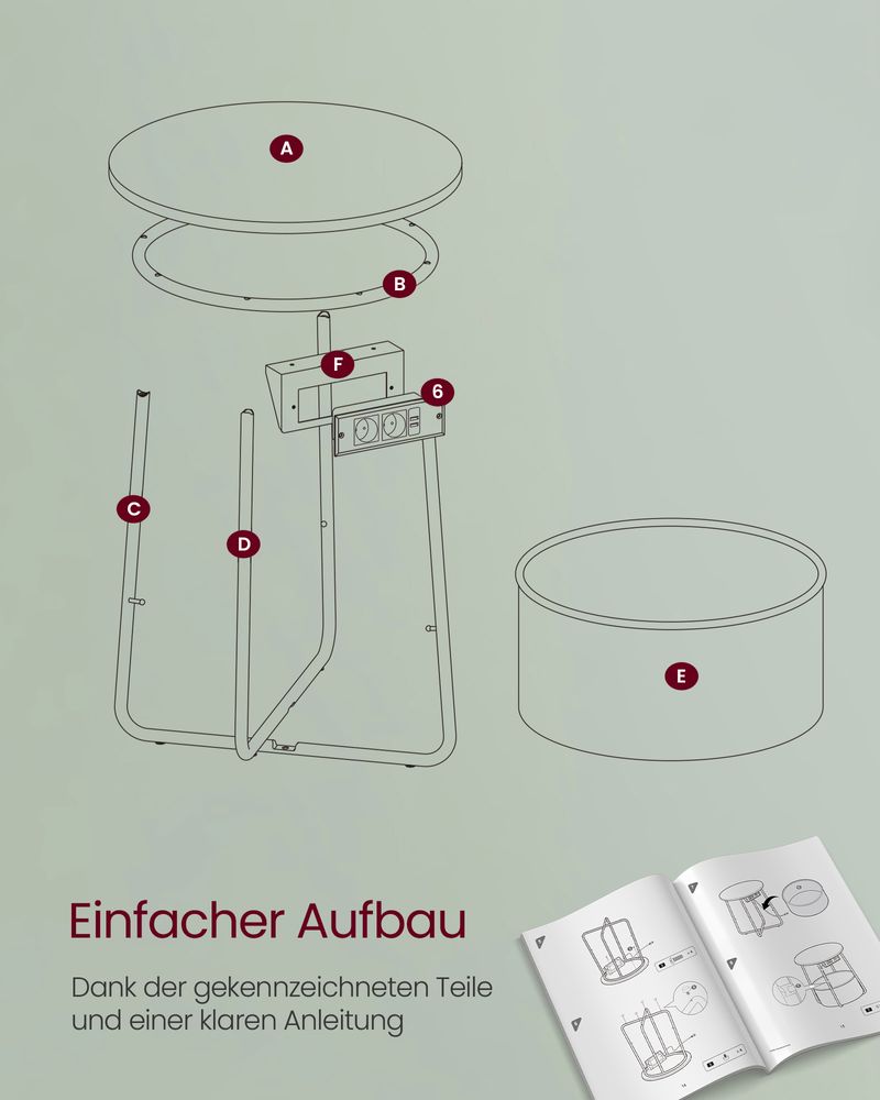 Bijzettafel rond – Met mand – Afmeting 45 x 50 cm – Modern design