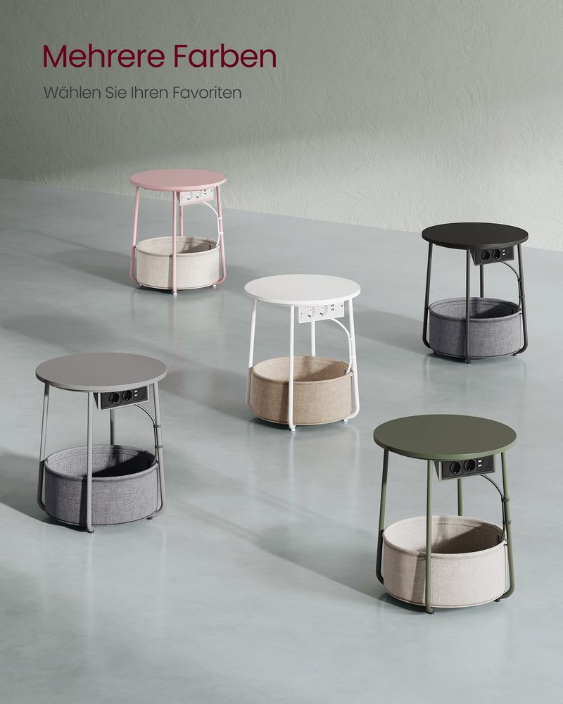 Bijzettafel rond – Met mand – Afmeting 45 x 50 cm – Modern design