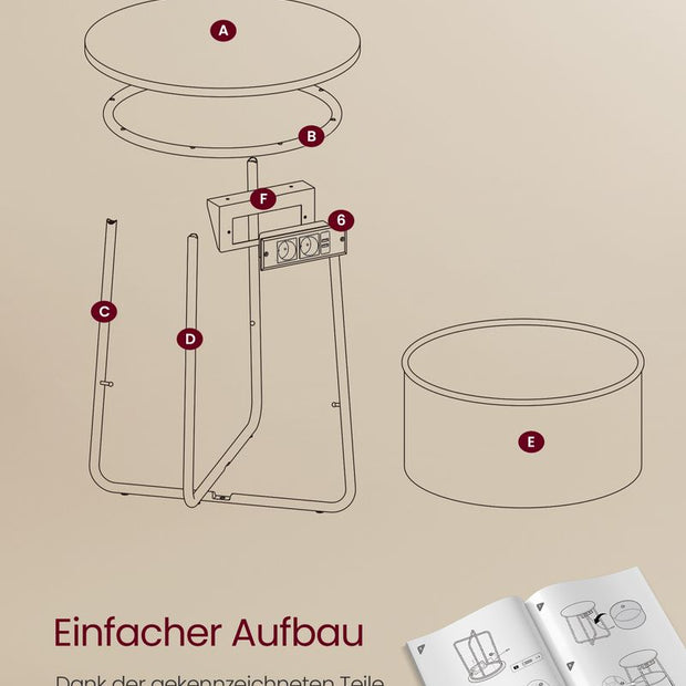 Bijzettafel rond – Met mand – Afmetingen 45 x 50 cm – Modern design