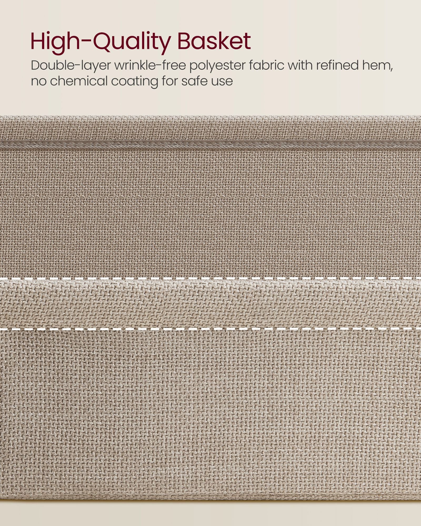 Bijzettafel met Mand – Vierkant Design – Mat Wit & Camelbruin