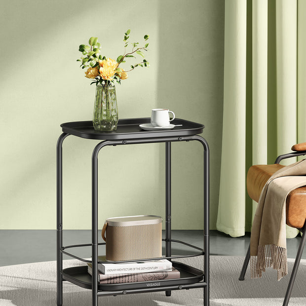 Bijzettafel – Met 2 niveaus – Staal – Inktzwart – 3,6 kg gewicht