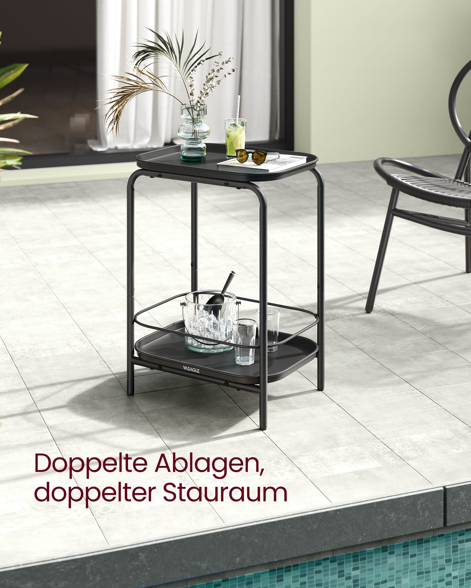 Bijzettafel – Met 2 niveaus – Staal – Inktzwart – 3,6 kg gewicht