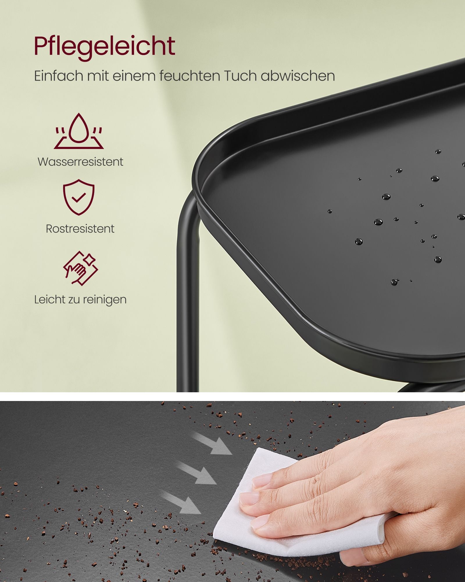 Bijzettafel – 2 niveaus – modern – inktzwart