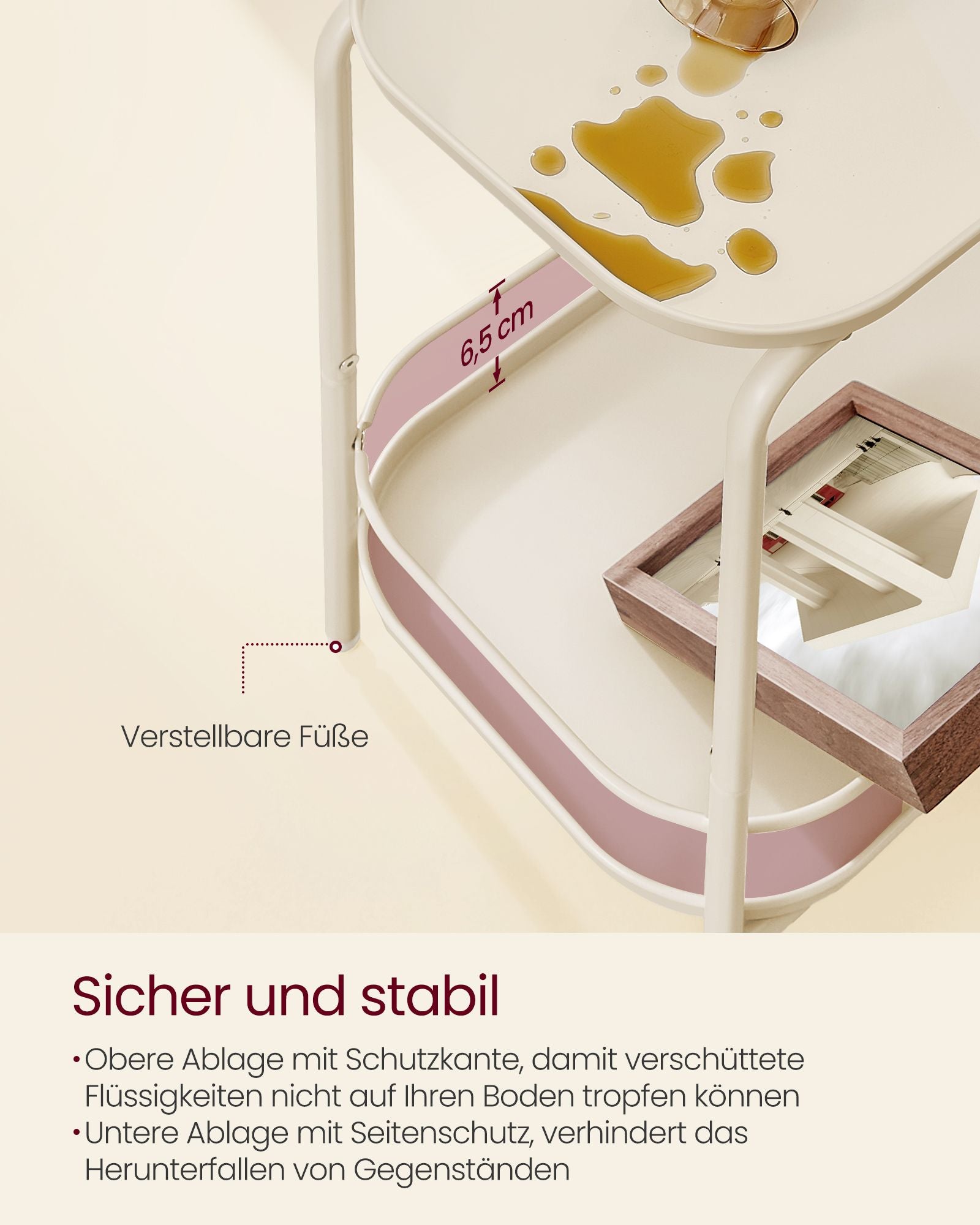 Bijzettafel Met 2 Niveaus Modern Crèmewit