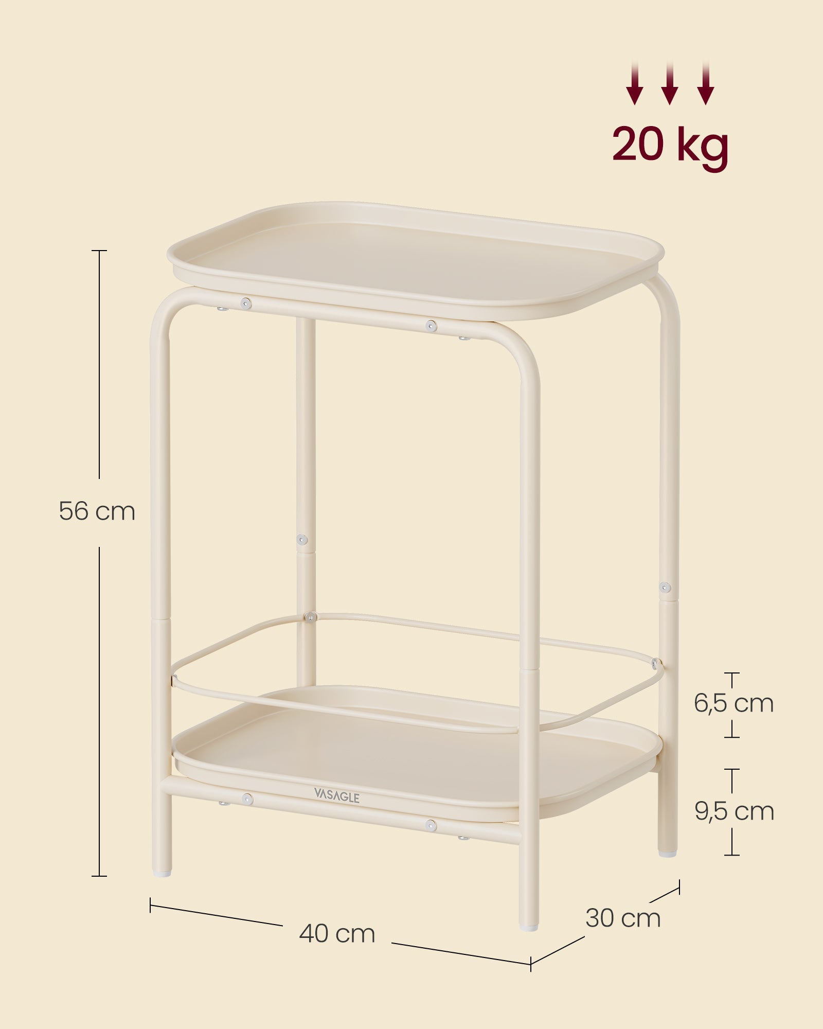 Bijzettafel Met 2 Niveaus Modern Crèmewit