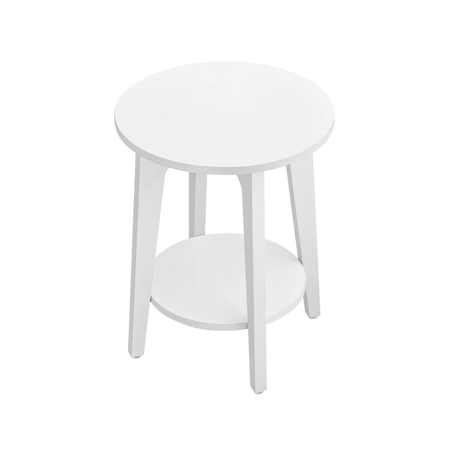 Bijzettafel rond – Met 2-laags plank – Wit – Hoogwaardig spaanplaat