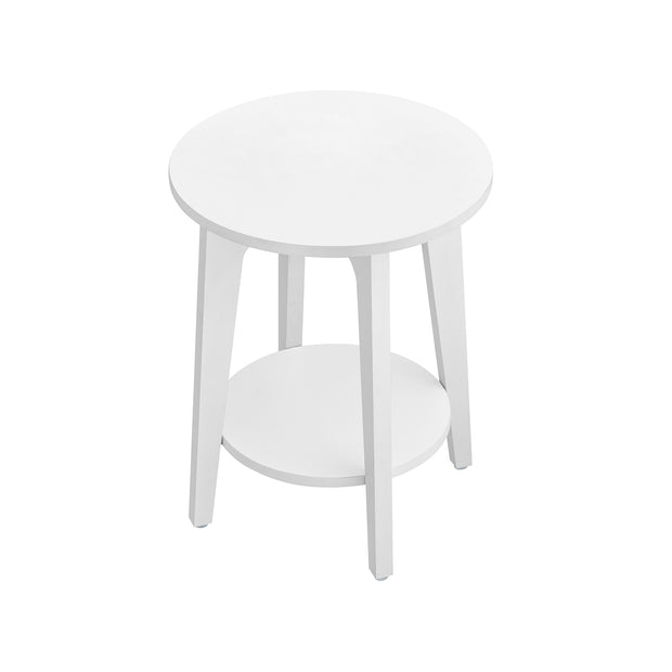 Bijzettafel rond – Met 2-laags plank – Wit – Hoogwaardig spaanplaat
