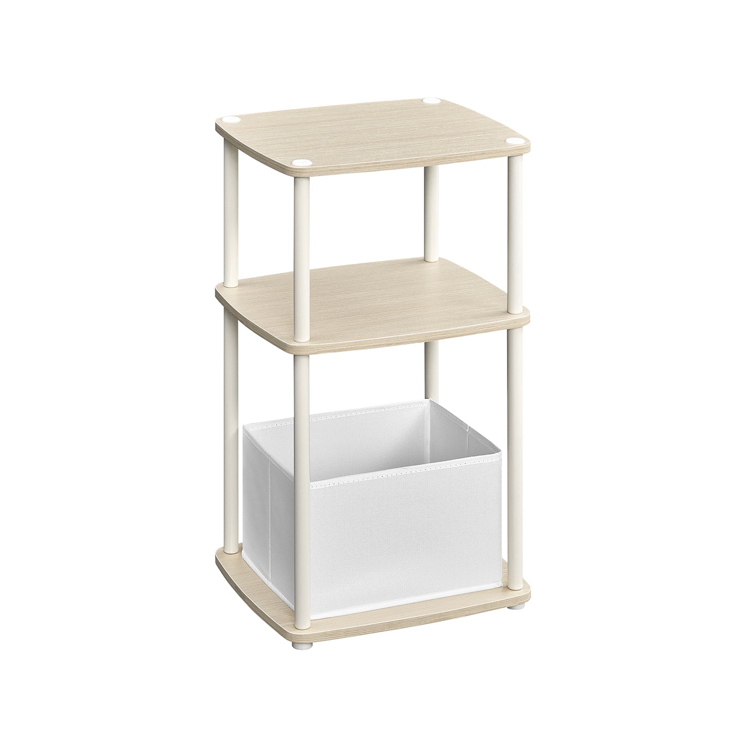 Moderne Bijzettafel – 3 Opbergplanken – Naturel Beige