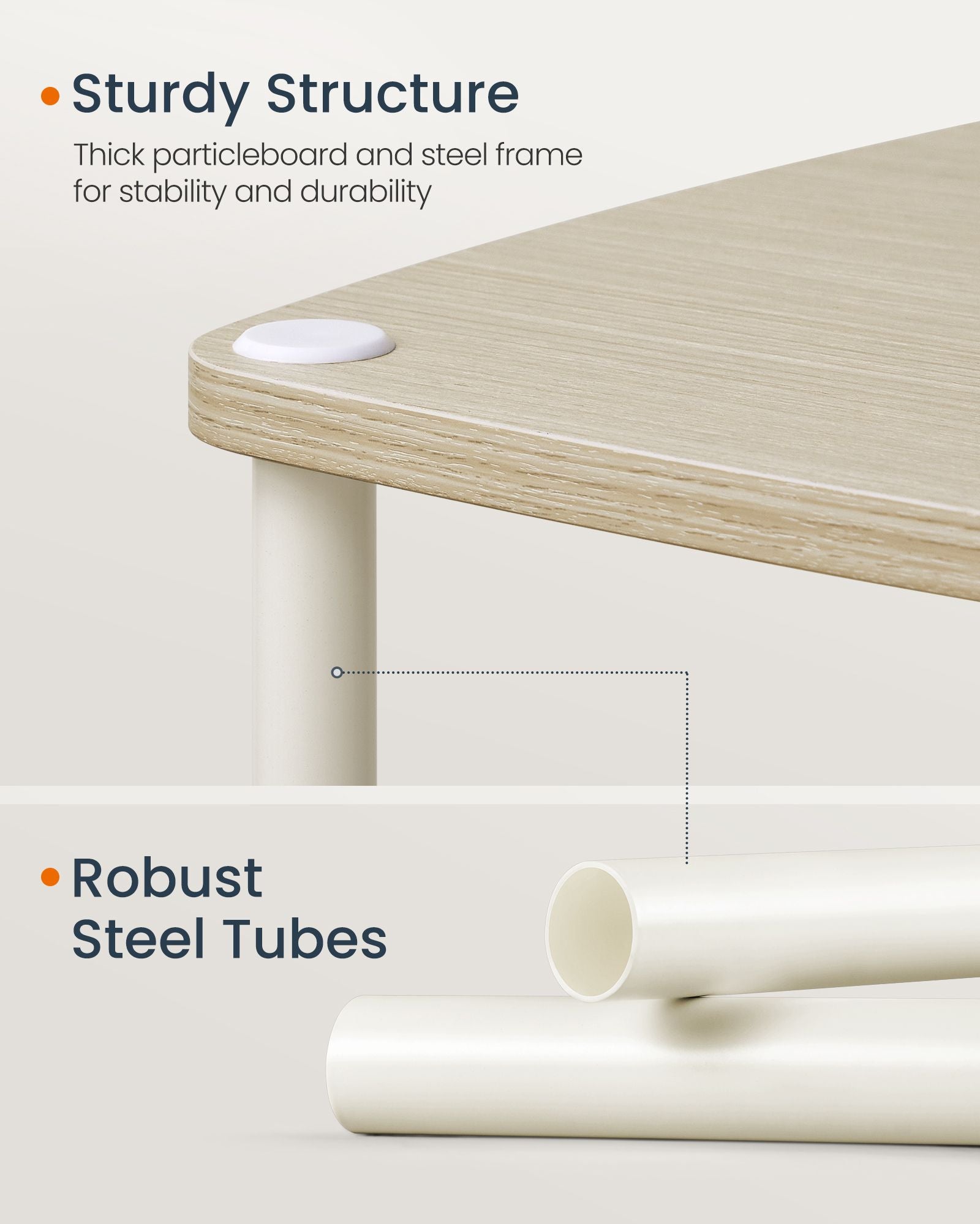 Bijzettafel rechthoekig – Beige - Met 3 planken en een stoffen mand