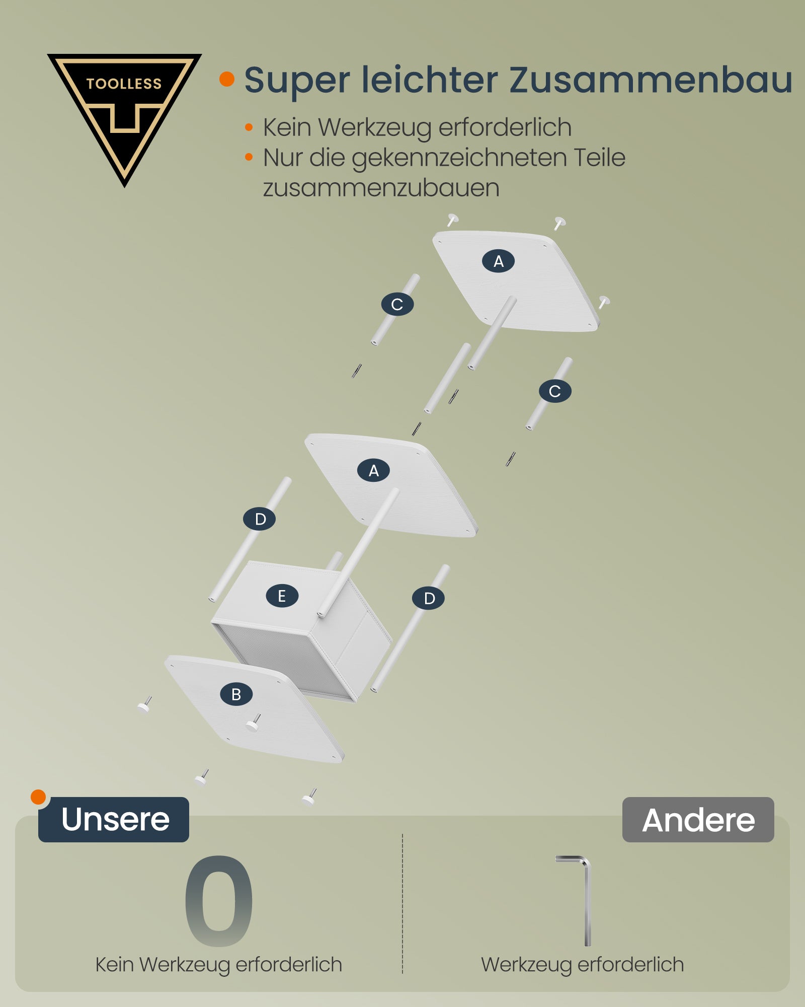 Bijzettafel met 3 planken – 30 x 34 x 58 cm, sneeuwwit