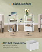 Bijzettafel met 3 planken – 30 x 34 x 58 cm, sneeuwwit
