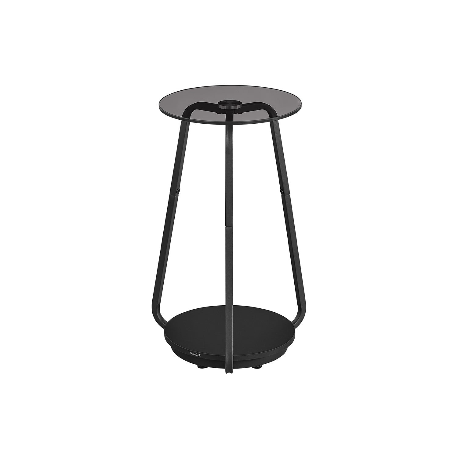 Ronde Bijzettafel Met 2 Niveaus En Glazen Blad En Plank