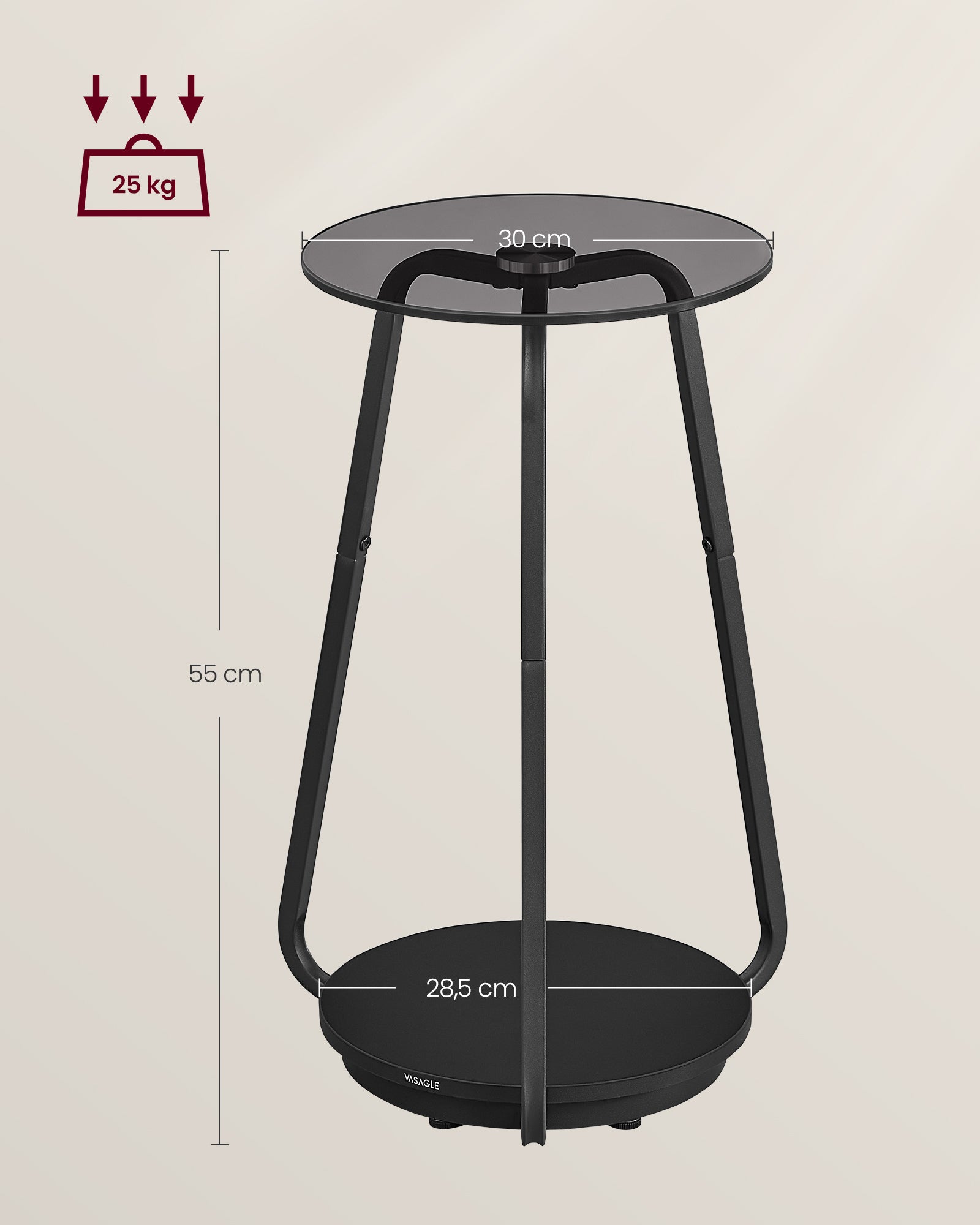Bijzettafel Met 2 Niveaus En Leigrijze Glazen Blad