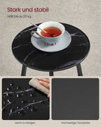 Bijzettafel Met 2 Niveaus En Zwart Marmeren Glazen Blad
