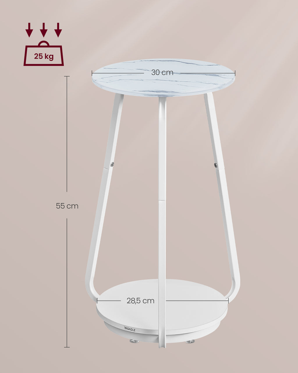 Ronde Bijzettafel Met 2 Niveaus En Glazen Blad En Plank