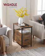 Nachtkastje met Lade – Modern Design – Vintage bruin en zwart