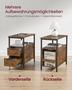 Nachtkastje met Lade – Modern Design – Vintage bruin en zwart