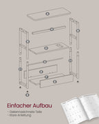 Bijzettafel – met 3 planken – smal – ebbenhout zwart & inktzwart