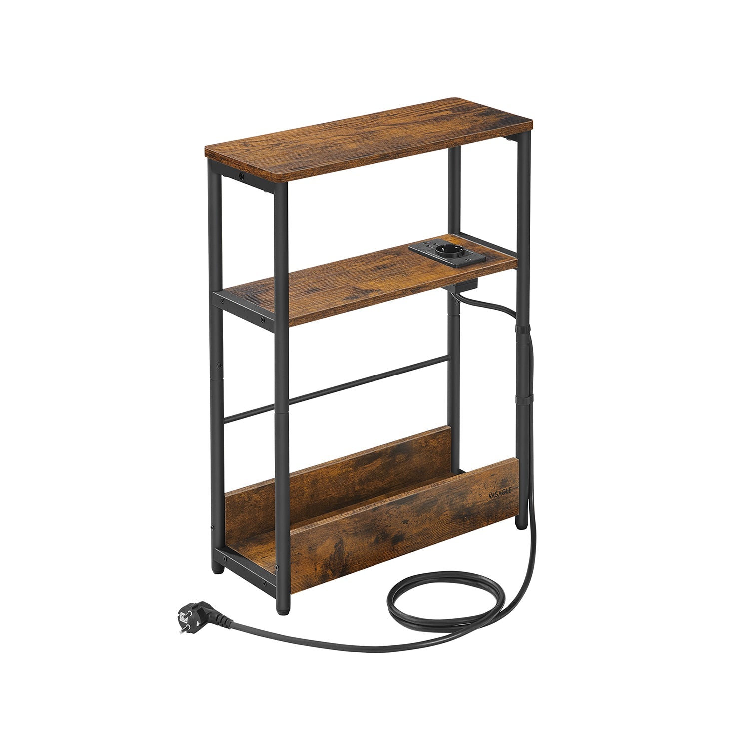 Bijzettafel – met 3 planken – smal – ebbenhout zwart & inktzwart