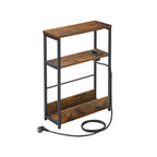 Bijzettafel – met 3 planken – smal – vintage bruin-inktzwart
