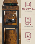 Bijzettafel – met 3 planken – smal – vintage bruin-inktzwart