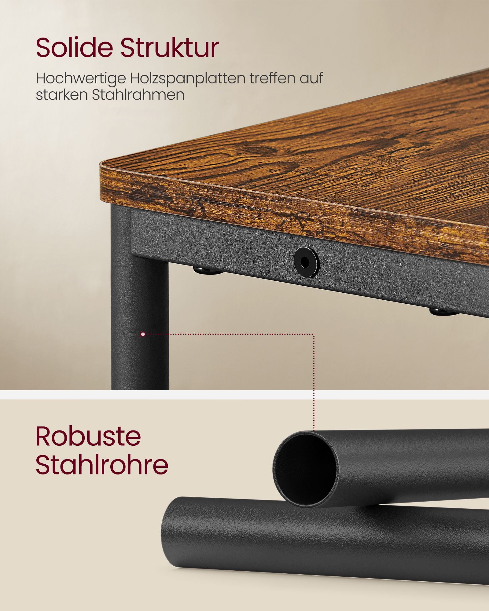 Bijzettafel – met 3 planken – smal – vintage bruin-inktzwart