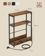 Bijzettafel – met 3 planken – smal – vintage bruin-inktzwart