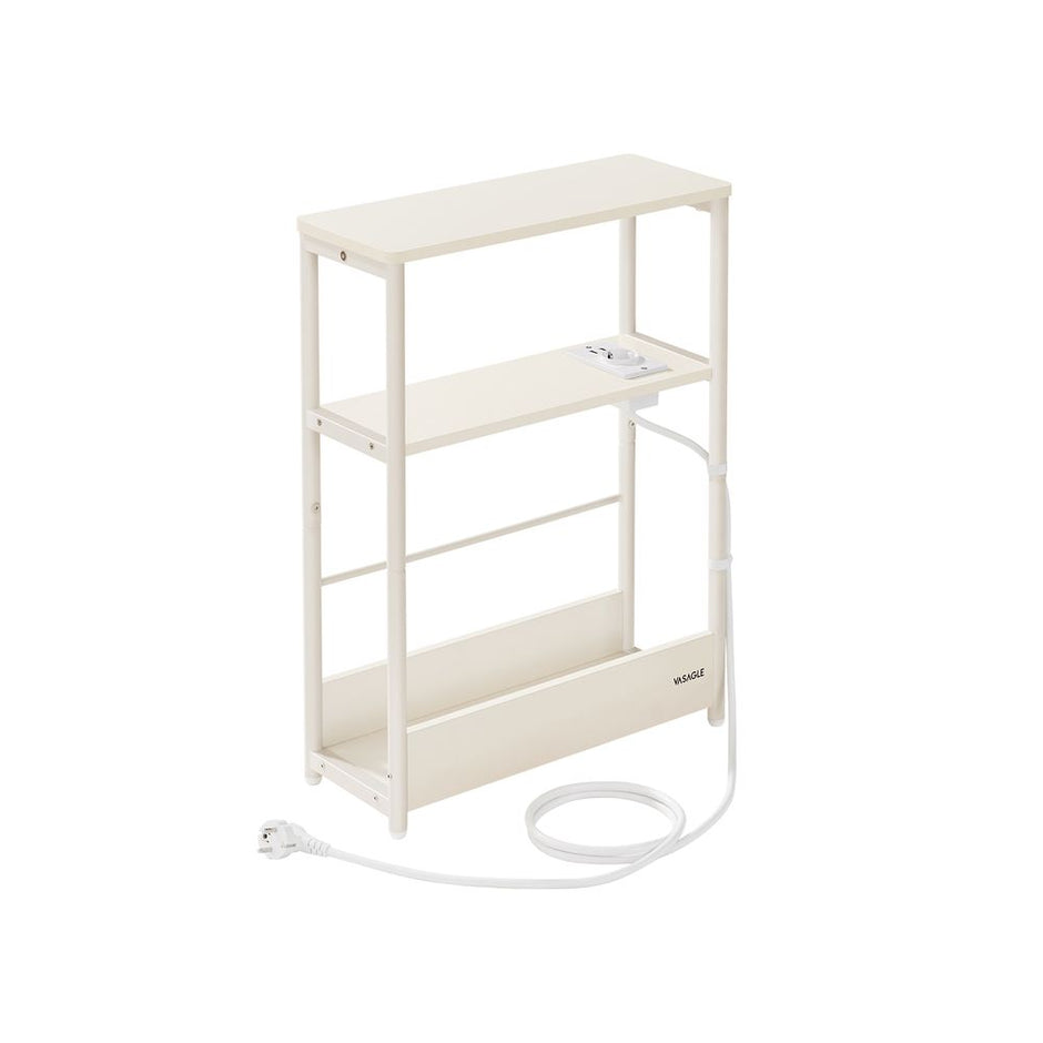 Bijzettafel smal – Met 2× USB-poorten – 1× stopcontact – Staal en spaanplaat