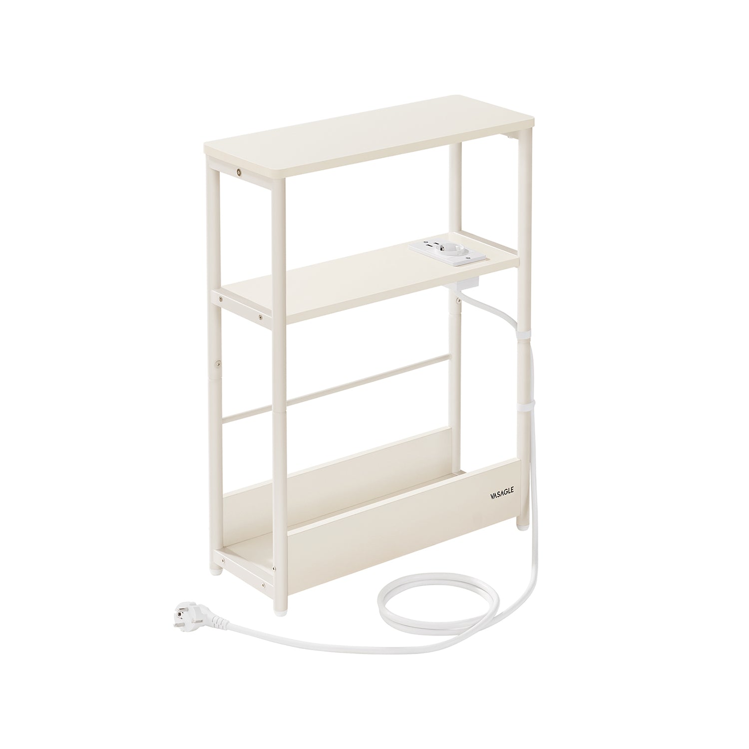 Bijzettafel – met 3 planken – smal – crèmewit
