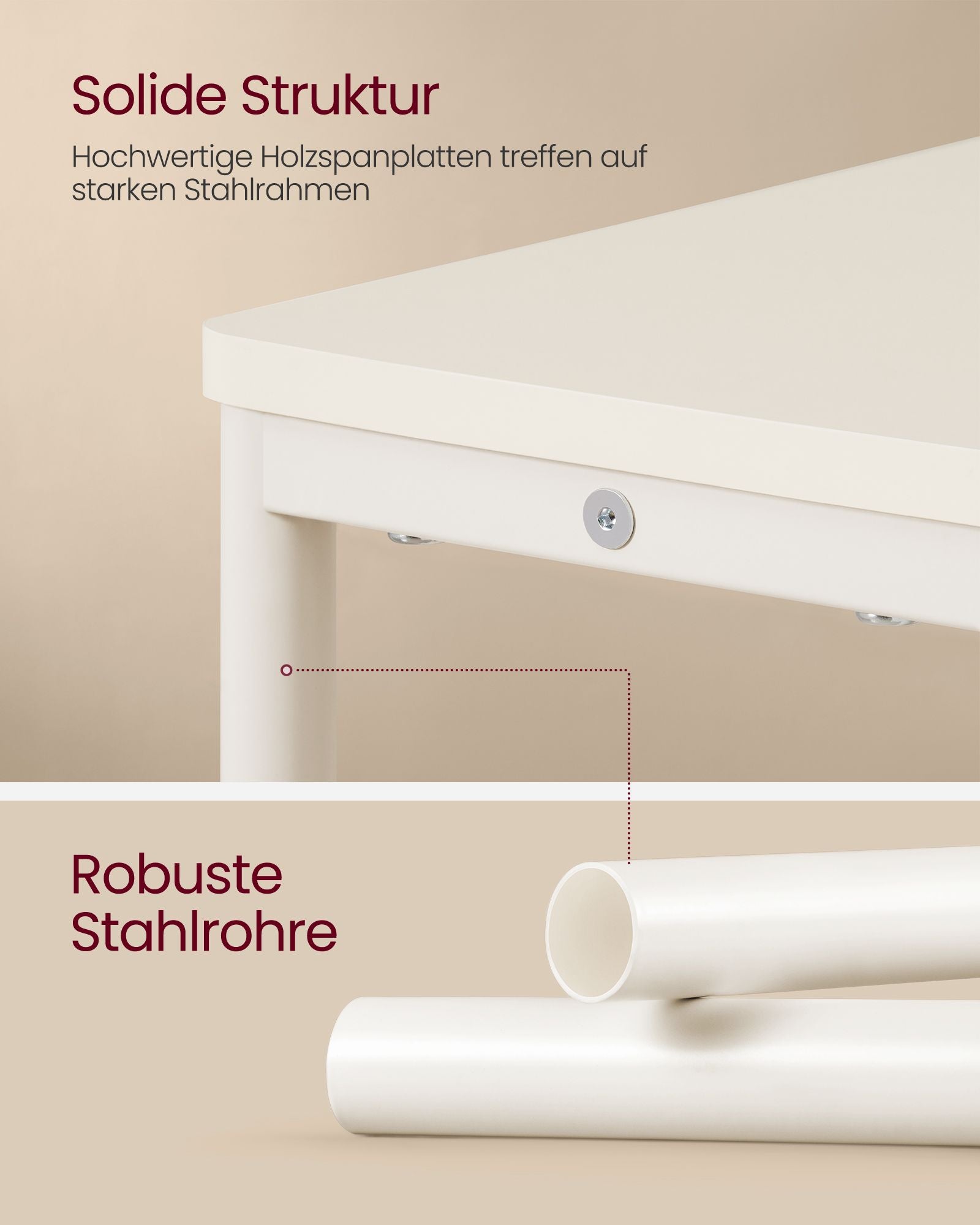 Bijzettafel – met 3 planken – smal – crèmewit
