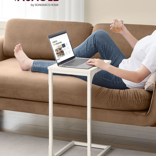 C-vormige bijzettafel – stevig metalen frame – crèmewit