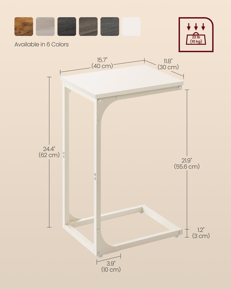 C-vormige bijzettafel – stevig metalen frame – crèmewit