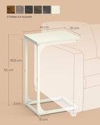C-vormige bijzettafel – stevig metalen frame – crèmewit
