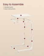 C-vormige bijzettafel – stevig metalen frame – crèmewit