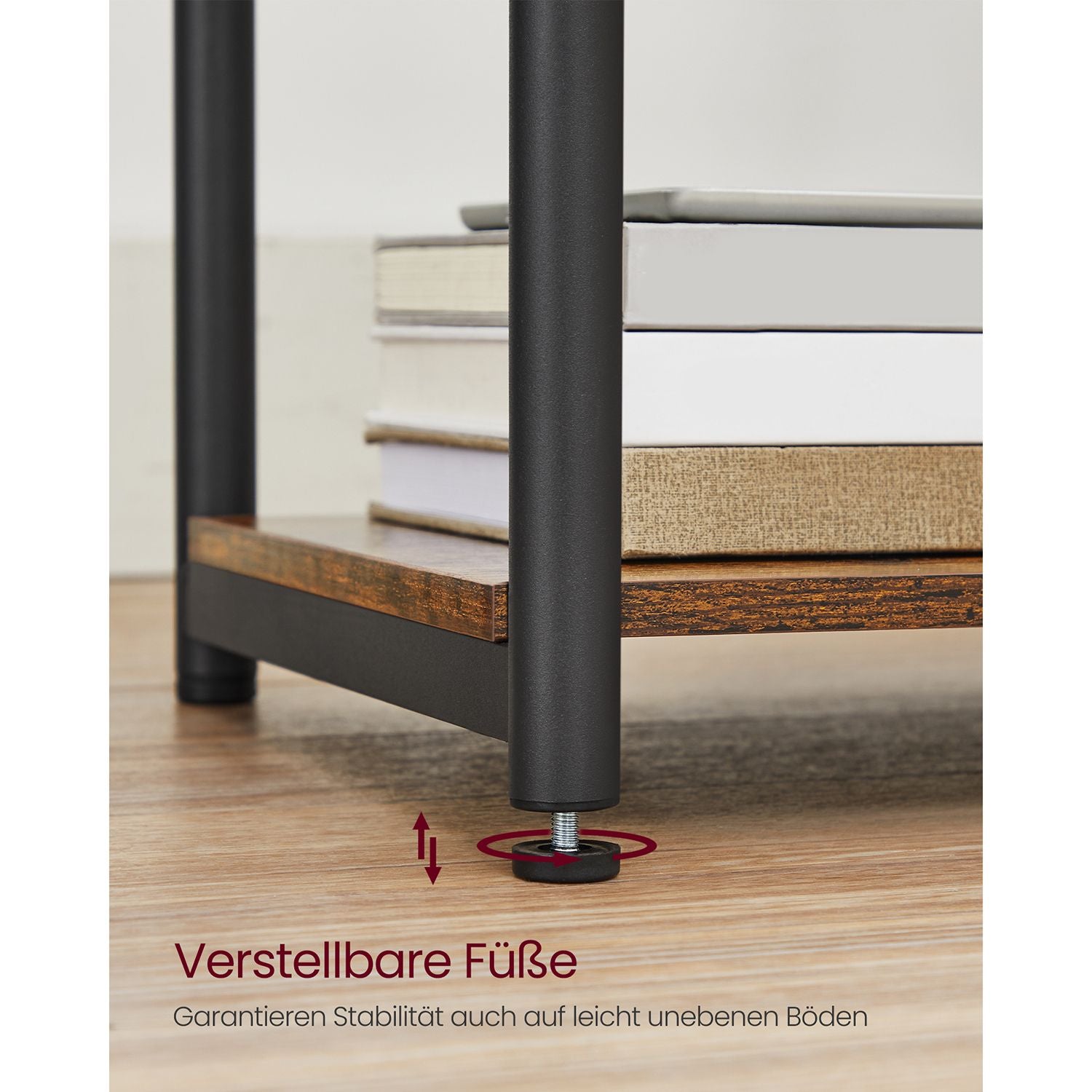 Nachtkastje met 2× USB en 2× stopcontact – 3 niveaus – Ruimtebesparend – Zwart