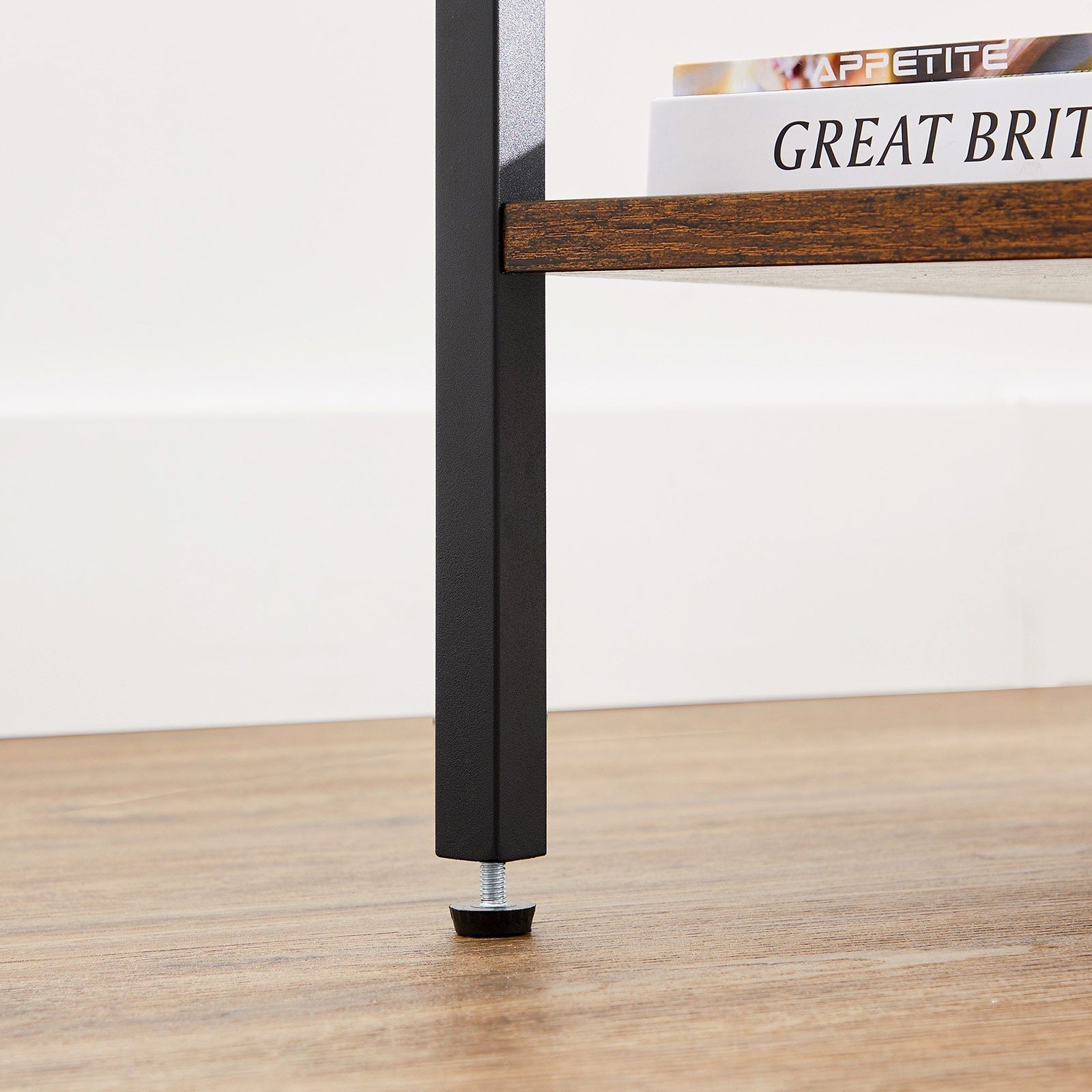 Nachtkastje met lade en 2 planken – Vintage bruin/zwart – Compact formaat