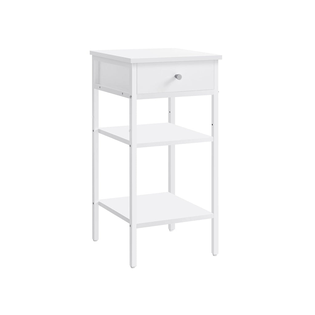Nachtkastje - Bijzettafel - Met lade en 2 planken - 35 x 35 x 70 cm - Vintage bruin/zwart