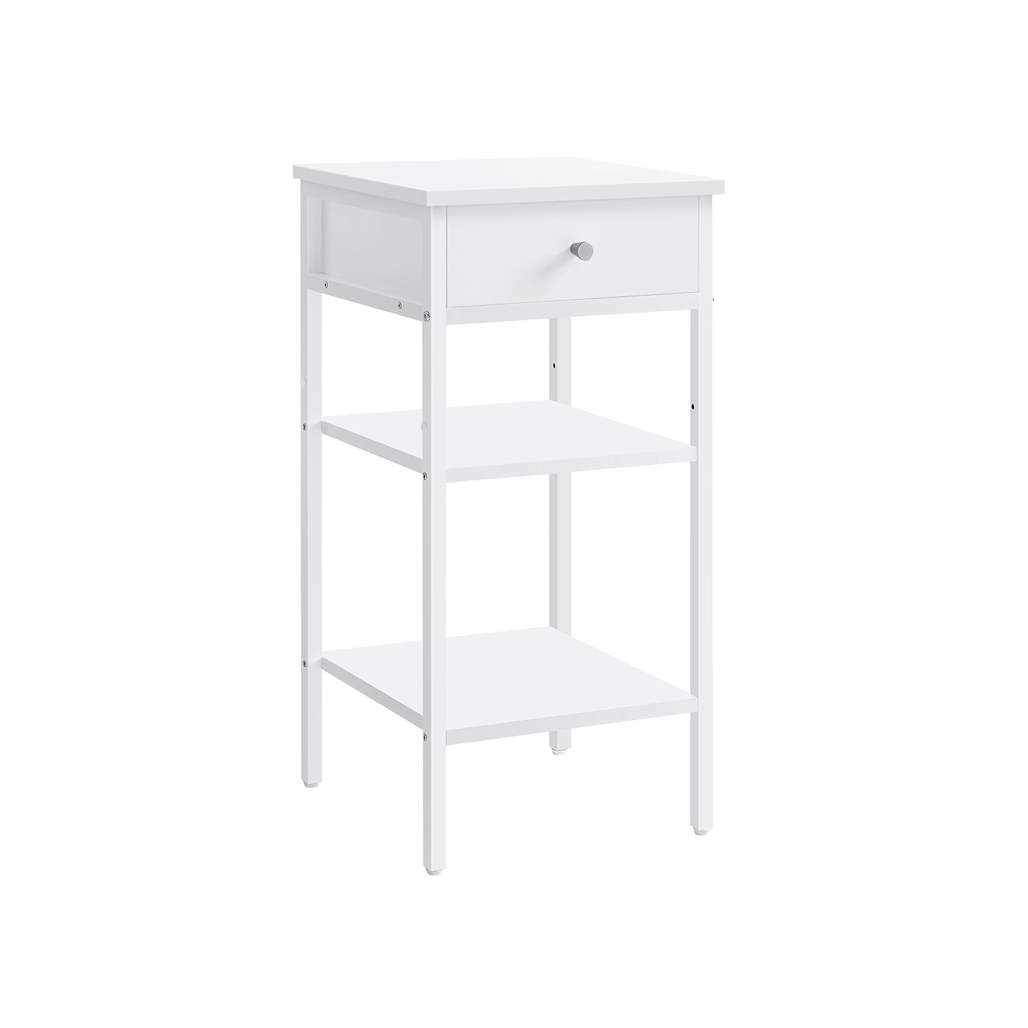 Nachtkastje - Bijzettafel - Met lade en 2 planken - 35 x 35 x 70 cm - Vintage bruin/zwart