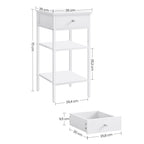 Bijzettafel - Bijzetkast - Met lade - 2 planken - Wit