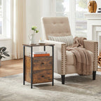 Nachtkastje – 2 lades – Hout – Wit en Houtkleur