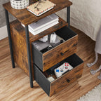 Nachtkastje – 2 lades – Hout – Wit en Houtkleur