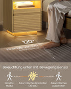 Nachtkastje – met LED-verlichting & uittrekbaar plankje