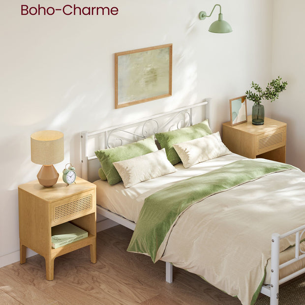 Nachtkastje met lade en open vak – Betongrijs – Spaanplaat – Compact - 40 x 103,5 x 85 cm