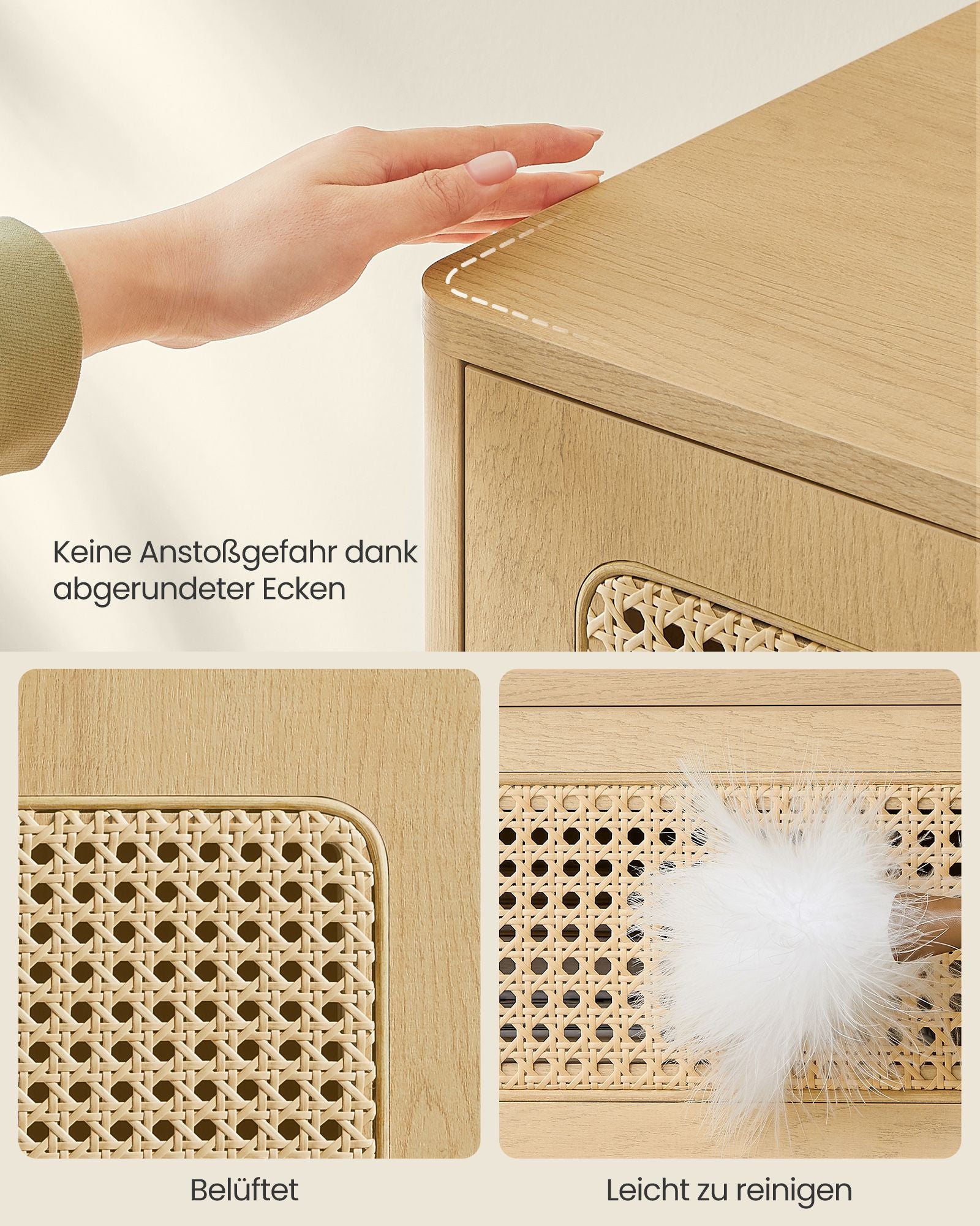 Nachtkastje met lade en open vak – Betongrijs – Spaanplaat – Compact - 40 x 103,5 x 85 cm