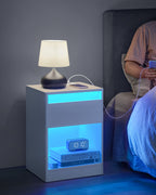 Nachtkastje met Led-Verlichting Modern Wolkwit