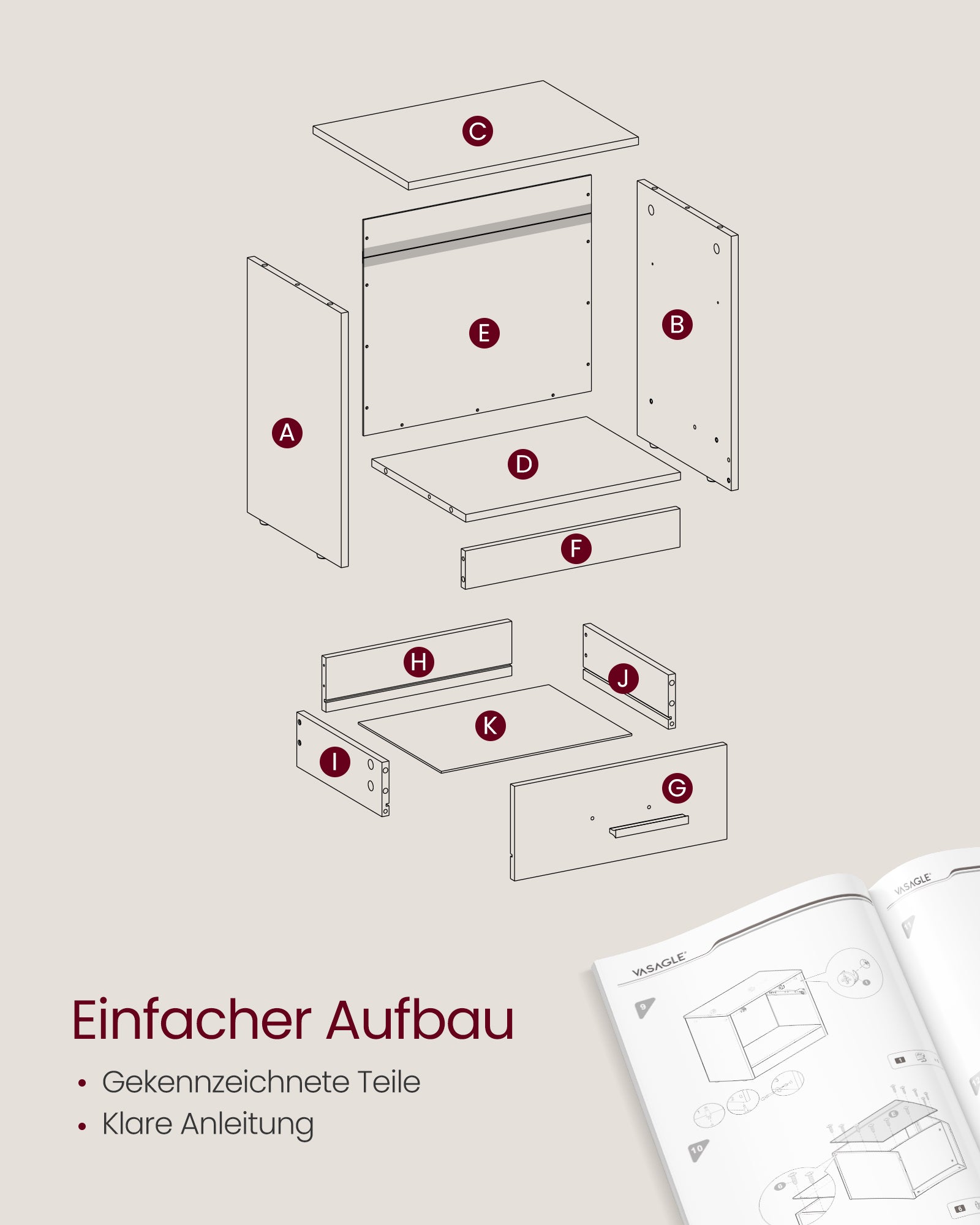 Bijzettafel – met lade – slaapkamer – kastanjebruin-inktzwart